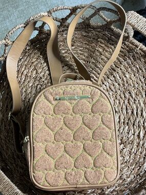Betsey Johnson Cork Heart-Quilted Crossbody Backpack